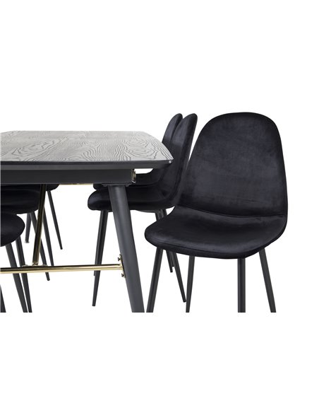 Matgrupp Gold med Polar matstolar, 180 × 85 cm