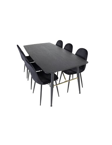 Matgrupp Gold med Polar matstolar, 180 × 85 cm