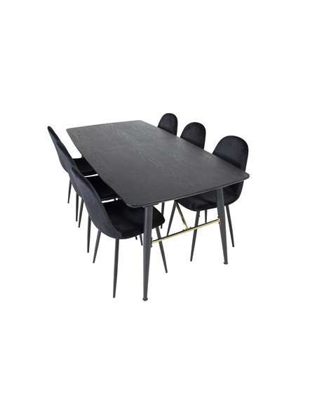 Matgrupp Gold med Polar matstolar, 180 × 85 cm