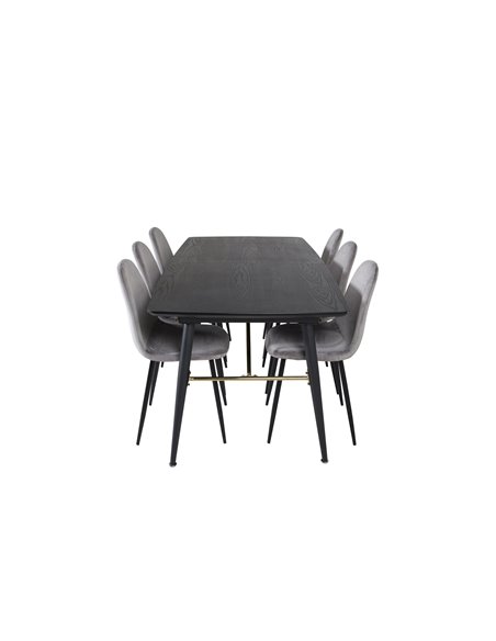 Matgrupp Gold med Polar matstolar, 180 × 85 cm
