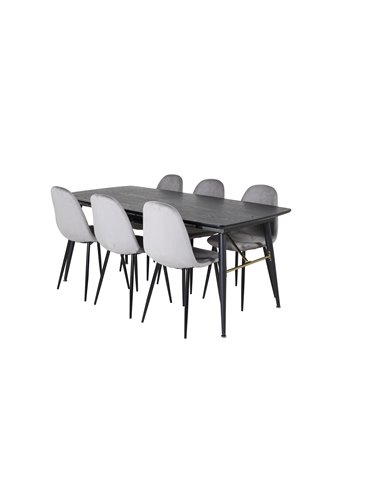 Matgrupp Gold med Polar matstolar, 180 × 85 cm