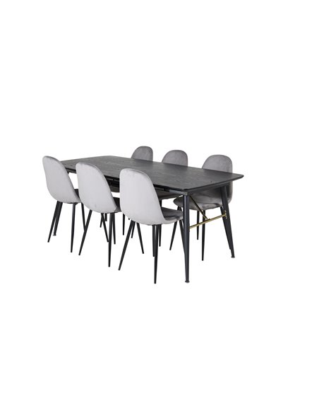Matgrupp Gold med Polar matstolar, 180 × 85 cm