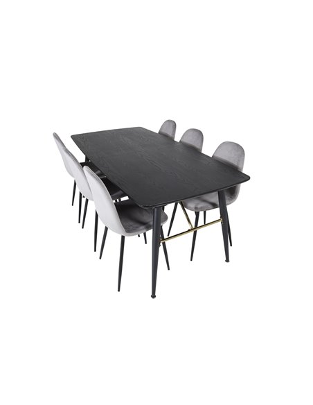 Matgrupp Gold med Polar matstolar, 180 × 85 cm