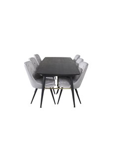 Matgrupp Gold med Velvet Deluxe matstolar, 180 × 85 cm