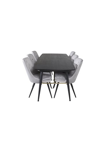 Matgrupp Gold med Velvet Deluxe matstolar, 180 × 85 cm