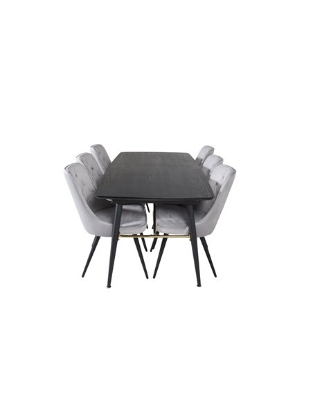 Matgrupp Gold med Velvet Deluxe matstolar, 180 × 85 cm