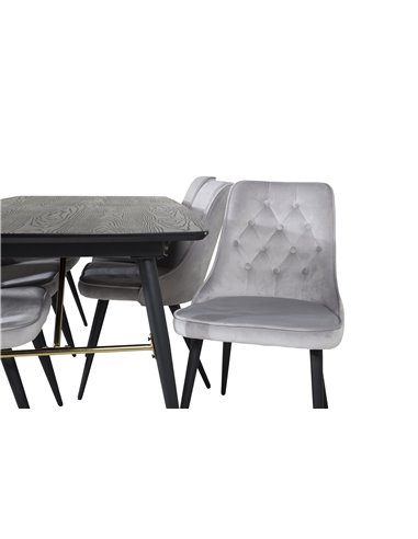 Matgrupp Gold med Velvet Deluxe matstolar, 180 × 85 cm