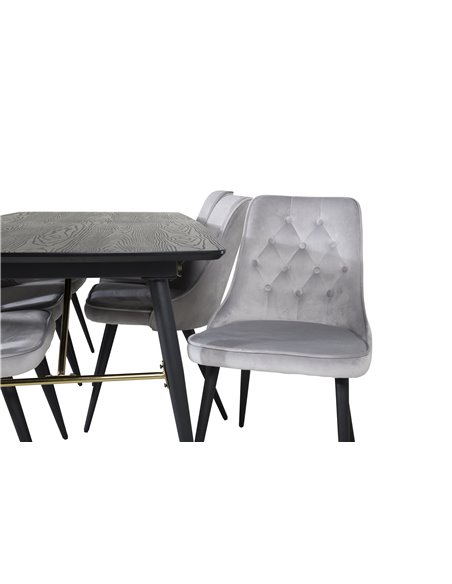 Matgrupp Gold med Velvet Deluxe matstolar, 180 × 85 cm