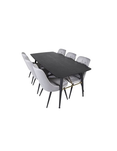 Matgrupp Gold med Velvet Deluxe matstolar, 180 × 85 cm