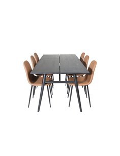 Matgrupp Sleek med Polar matstolar, 195 × 95 cm