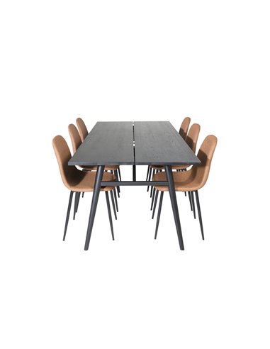 Matgrupp Sleek med Polar matstolar, 195 × 95 cm
