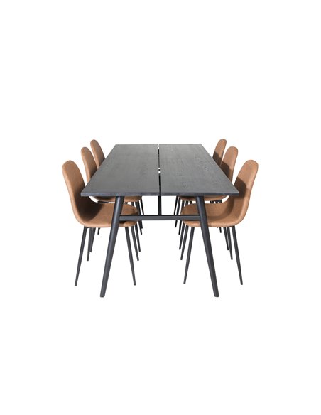 Matgrupp Sleek med Polar matstolar, 195 × 95 cm