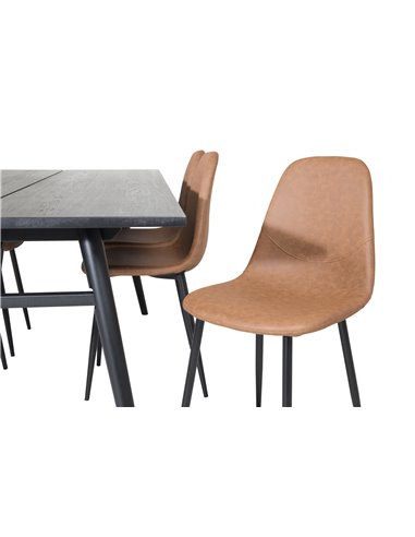 Matgrupp Sleek med Polar matstolar, 195 × 95 cm