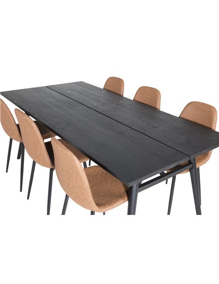 Matgrupp Sleek med Polar matstolar, 195 × 95 cm