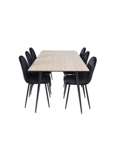 Matgrupp Silar med Polar matstolar, 180 × 90 cm