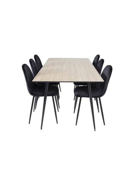 Matgrupp Silar med Polar matstolar, 180 × 90 cm