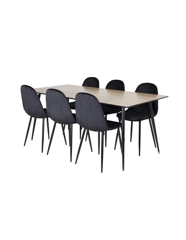 Matgrupp Silar med Polar matstolar, 180 × 90 cm