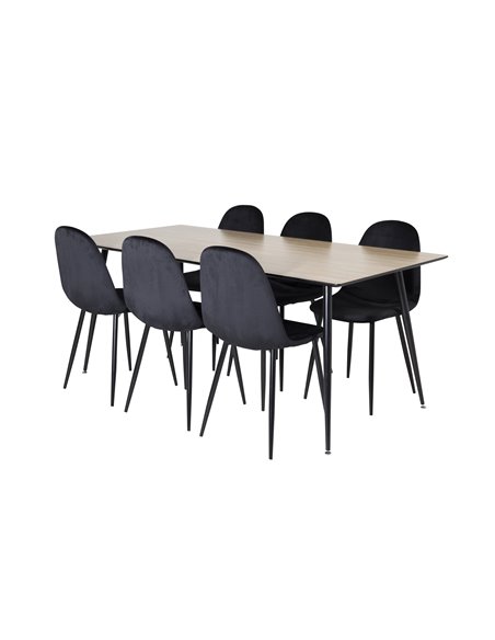 Matgrupp Silar med Polar matstolar, 180 × 90 cm