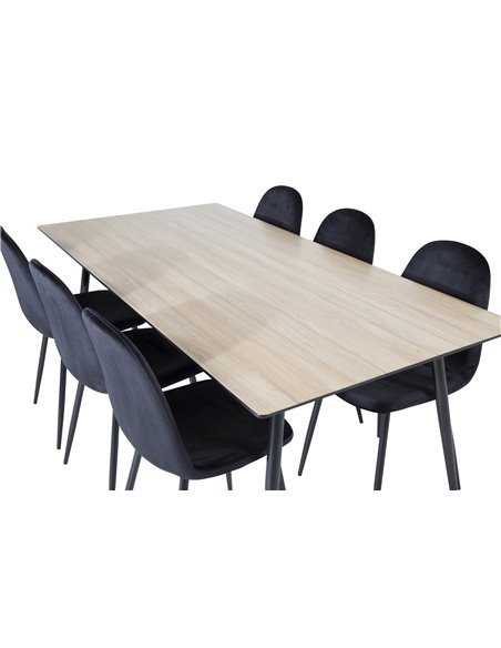 Matgrupp Silar med Polar matstolar, 180 × 90 cm