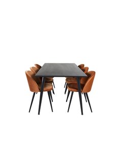 Matgrupp Dipp med Velvet matstolar, 180 × 90 cm