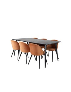Matgrupp Dipp med Velvet matstolar, 180 × 90 cm 2