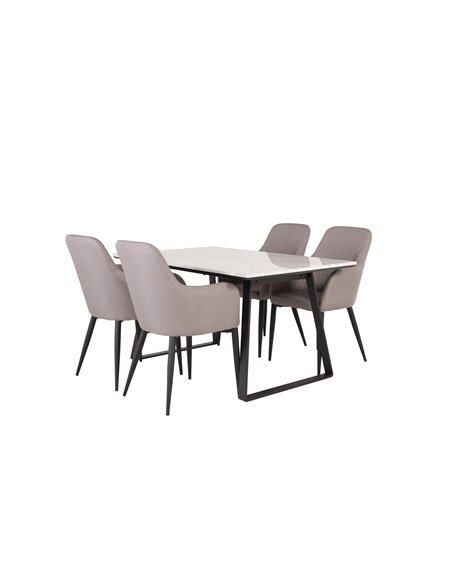 Matgrupp Estelle med Comfort matstolar, 140 × 90 cm