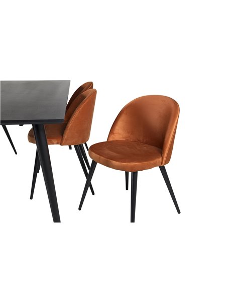Matgrupp Dipp med Velvet matstolar, 180 × 90 cm