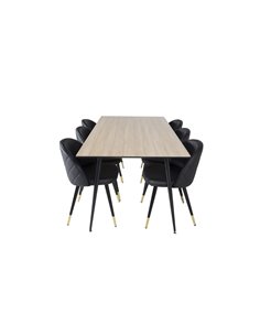 Matgrupp Silar med Velvet matstolar, 180 × 90 cm