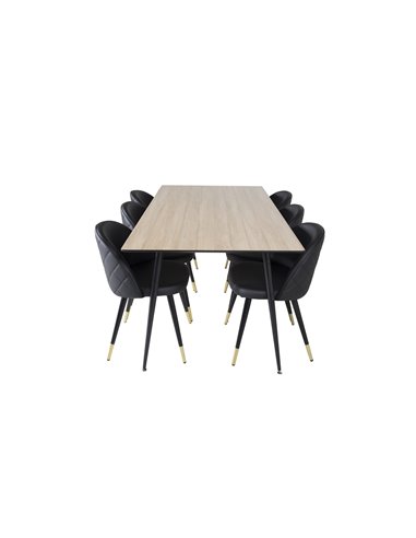 Matgrupp Silar med Velvet matstolar, 180 × 90 cm