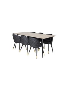 Matgrupp Silar med Velvet matstolar, 180 × 90 cm 2