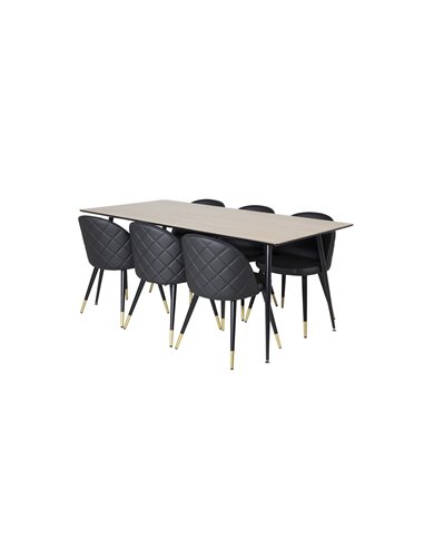 Matgrupp Silar med Velvet matstolar, 180 × 90 cm