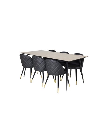Matgrupp Silar med Velvet matstolar, 180 × 90 cm