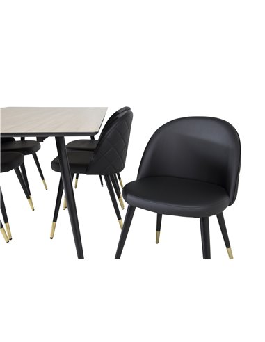 Matgrupp Silar med Velvet matstolar, 180 × 90 cm