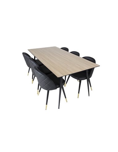 Matgrupp Silar med Velvet matstolar, 180 × 90 cm