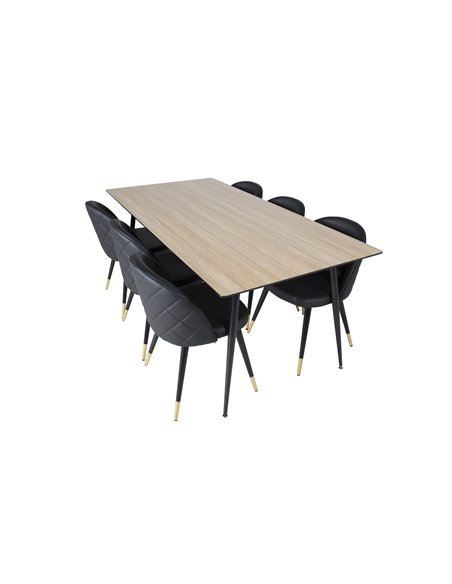 Matgrupp Silar med Velvet matstolar, 180 × 90 cm