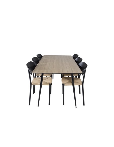 Matgrupp Silar med Polly matstolar, 180 × 90 cm