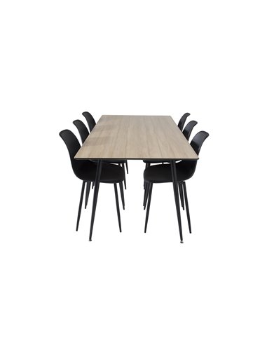 Matgrupp Silar med Polar matstolar, 180 × 90 cm