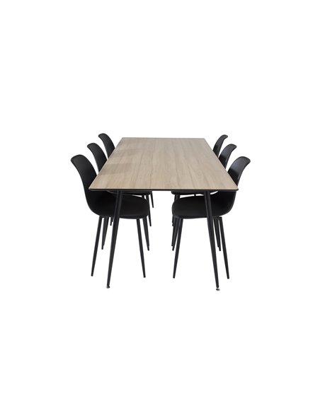 Matgrupp Silar med Polar matstolar, 180 × 90 cm