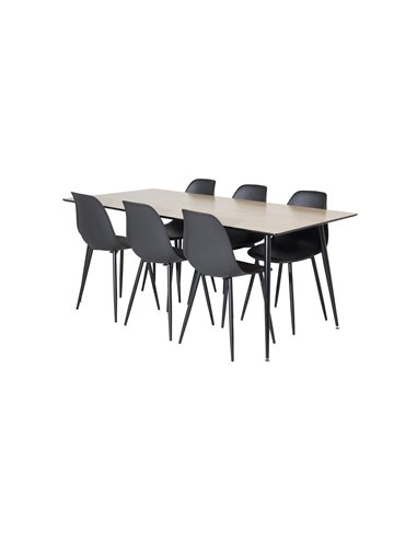 Matgrupp Silar med Polar matstolar, 180 × 90 cm