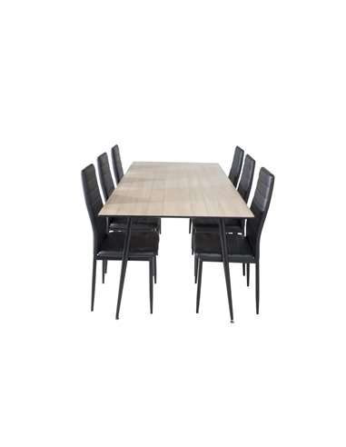 Matgrupp Silar med Slim matstolar, 180 × 90 cm