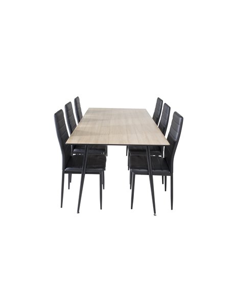 Matgrupp Silar med Slim matstolar, 180 × 90 cm