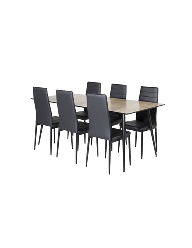 Matgrupp Silar med Slim matstolar, 180 × 90 cm