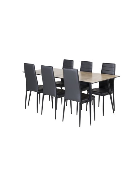 Matgrupp Silar med Slim matstolar, 180 × 90 cm