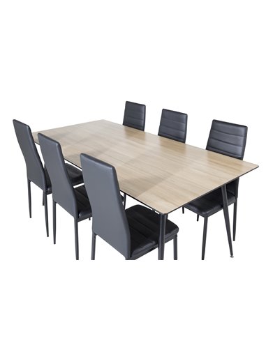 Matgrupp Silar med Slim matstolar, 180 × 90 cm