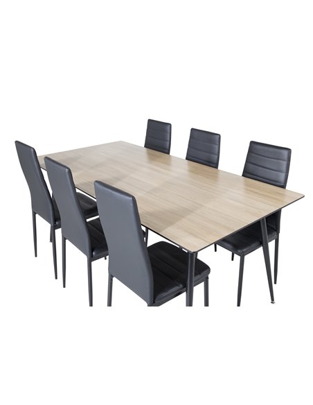 Matgrupp Silar med Slim matstolar, 180 × 90 cm
