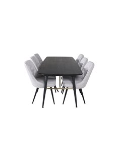 Matgrupp Gold med Velvet Deluxe matstolar, 180 × 85 cm