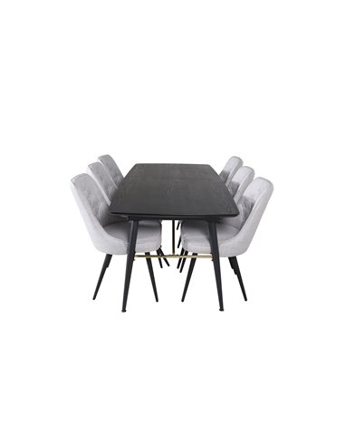 Matgrupp Gold med Velvet Deluxe matstolar, 180 × 85 cm