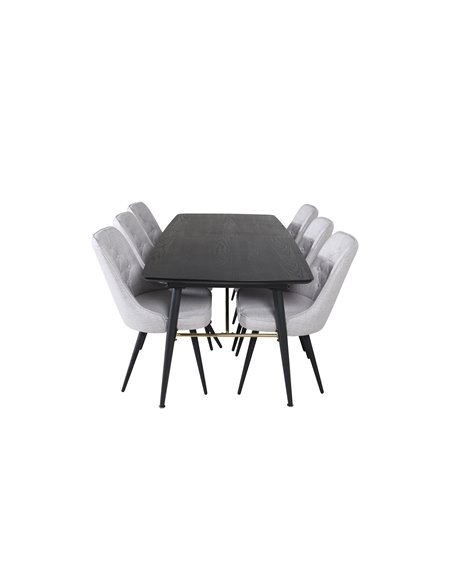 Matgrupp Gold med Velvet Deluxe matstolar, 180 × 85 cm