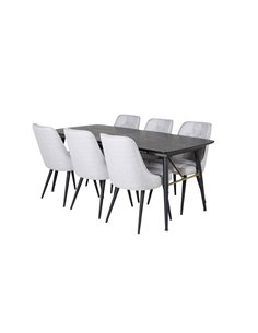 Matgrupp Gold med Velvet Deluxe matstolar, 180 × 85 cm 2