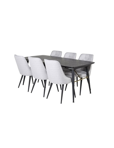 Matgrupp Gold med Velvet Deluxe matstolar, 180 × 85 cm